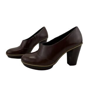 Camper Block Heel Platform Pumps – Espresso Brown Leather – Women’s EU Size 37